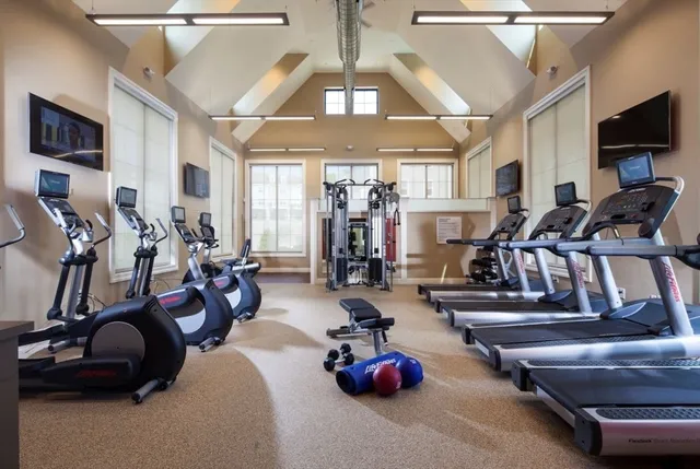 a view of a room with gym equipment