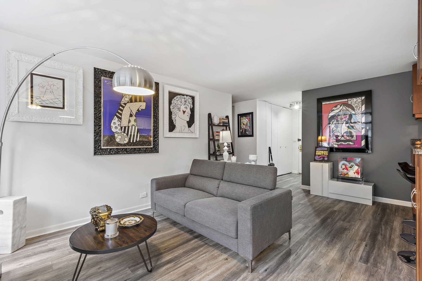 655 West Irving Park Road, Unit 515 Chicago, IL 60613 - Photo 3 of 22 a living room with furniture and a wooden floor
