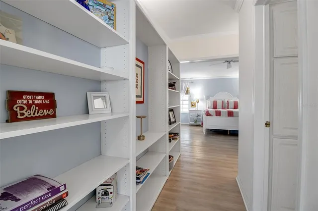 a view of cabinets and a wooden floor