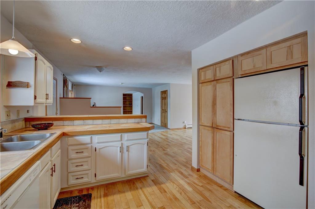 371 Alpine Road Dillon, CO 80435 - Photo 15 of 34 a kitchen with a refrigerator a sink and dishwasher a oven with wooden floors