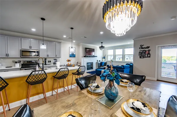 a view of a dining area with furniture