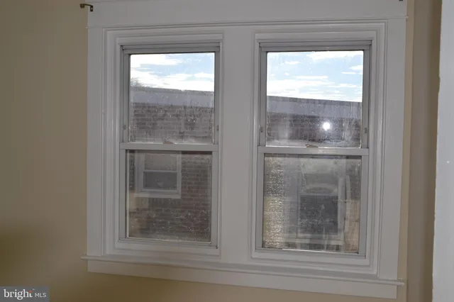 a view of a small space with a window