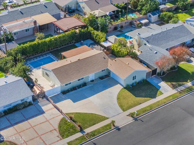 an aerial view of a house