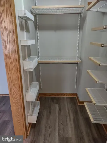 a view of walk in closet with empty racks