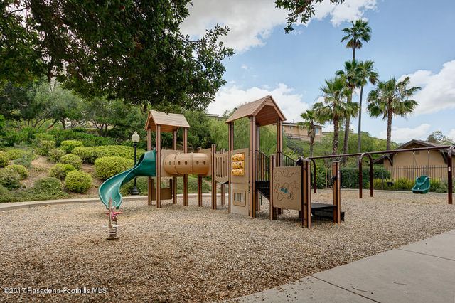 a view of a park with slide