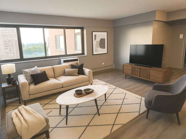 7337 South South Shore Drive, Unit 904 Chicago, IL 60649 - Photo 5 of 15 a living room with furniture and a flat screen tv