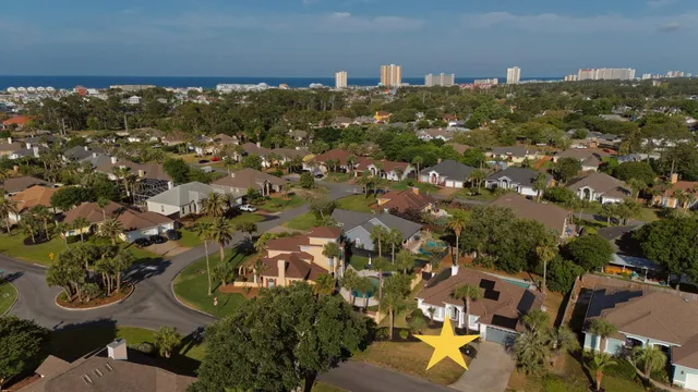 an aerial view of multiple house