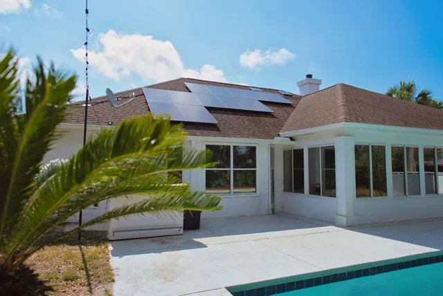 a house view with a garden space