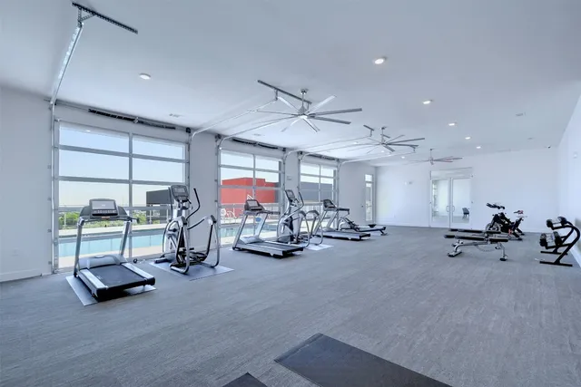 a view of a room with gym equipment