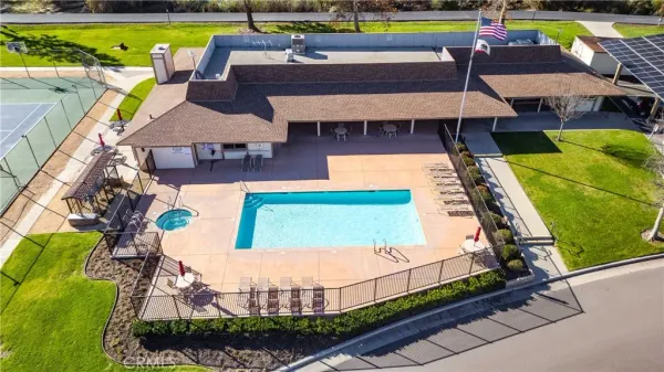 an aerial view of a house having outdoor space