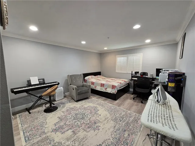 a bed room with furniture