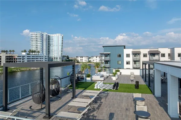 a view of a building with garden