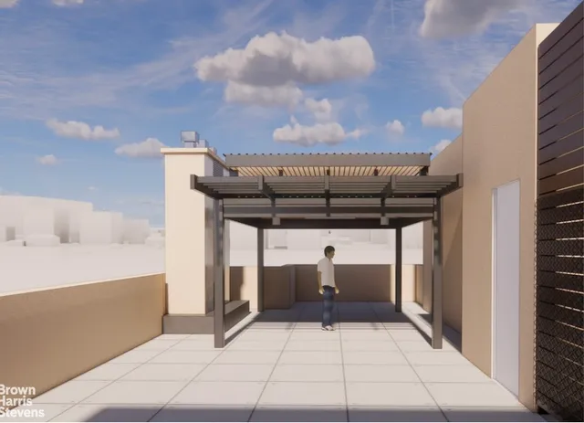 a view of a terrace with furniture