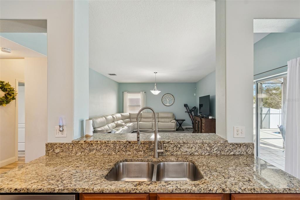 3620 Lefays Point Land O Lakes, FL 34638 - Photo 11 of 50 a kitchen with kitchen island granite countertop a sink and a granite counter tops