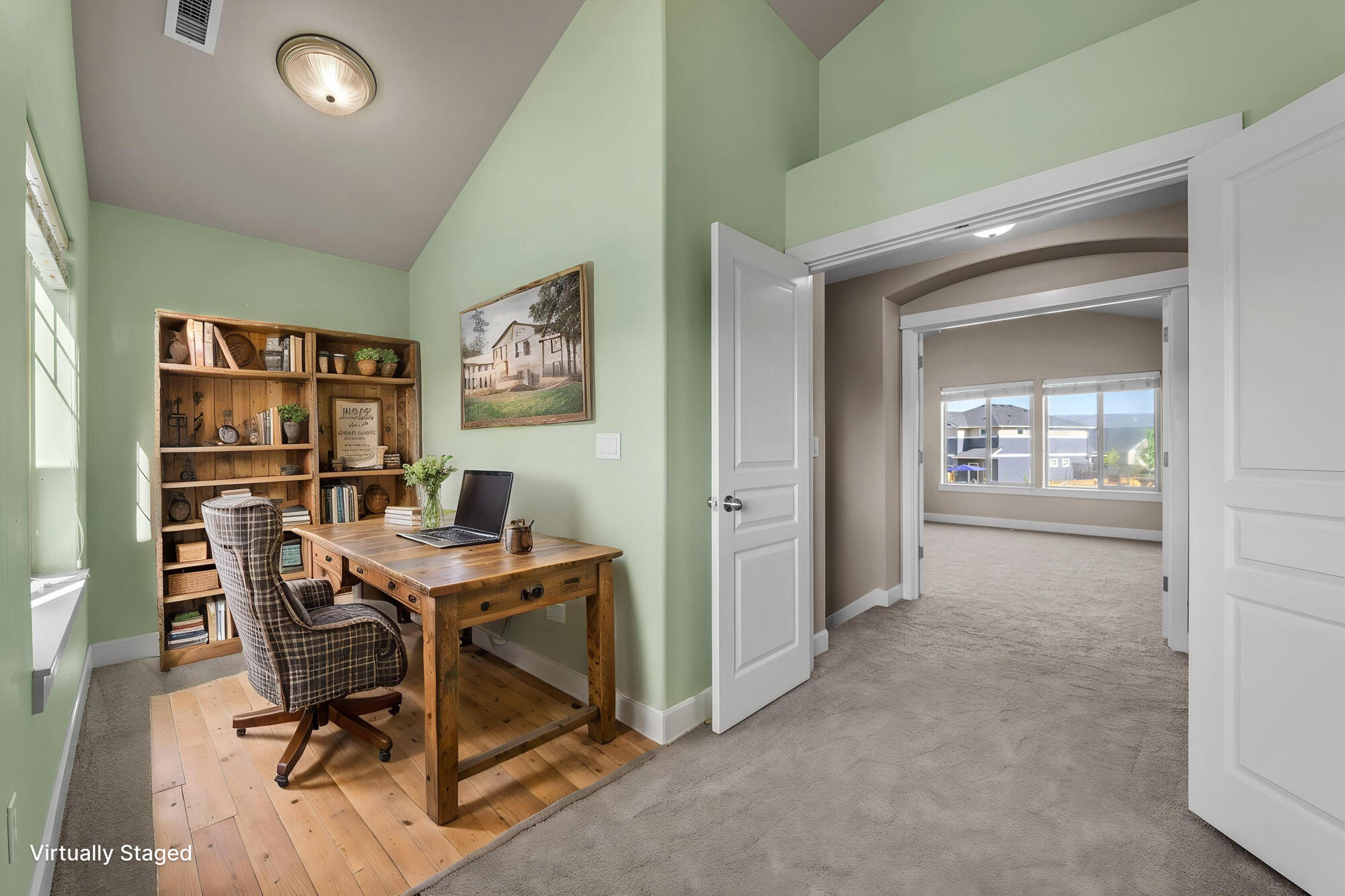 1402 Northeast Hudspeth Road Prineville, OR 97754 - Photo 19 of 36 a view of a workspace with furniture and a window