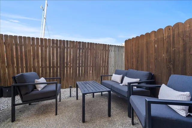 a outdoor living space with furniture