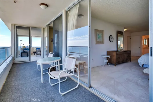 a view of a terrace with a garden