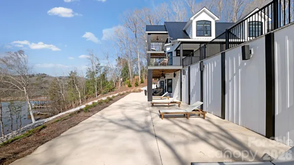 a view of a lake with houses