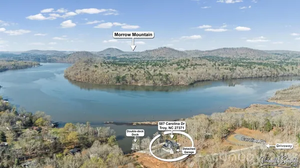 a view of a lake with a mountain