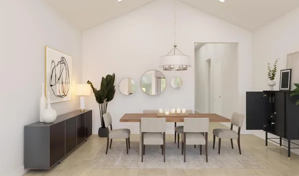 a kitchen with a table and chairs in it