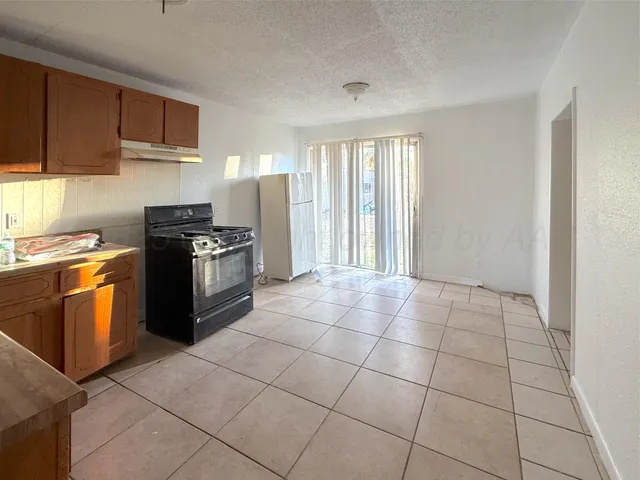 a kitchen with a stove a sink and a refrigerator
