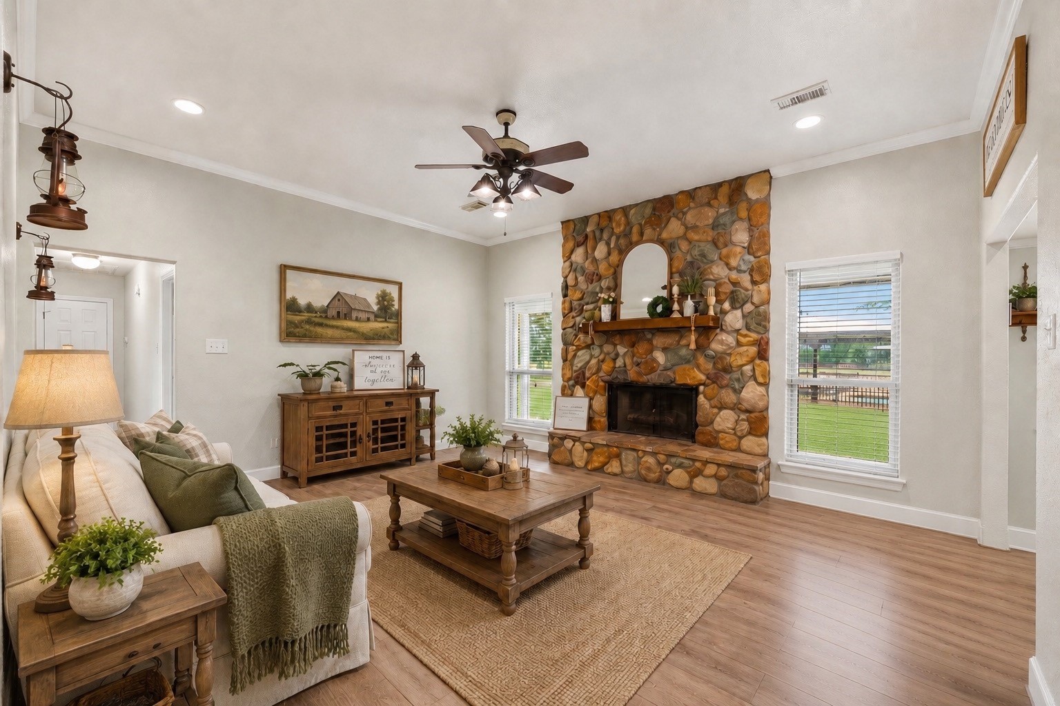 1030 Ginger Street Santa Fe, TX 77517 - Photo 6 of 50 a living room with furniture a fireplace and a flat screen tv