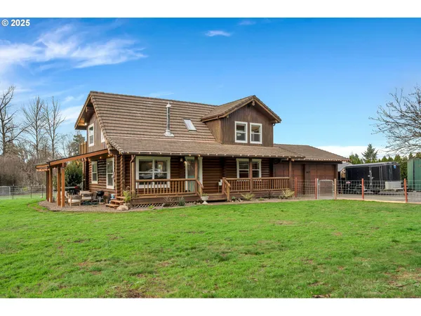 a front view of a house with patio