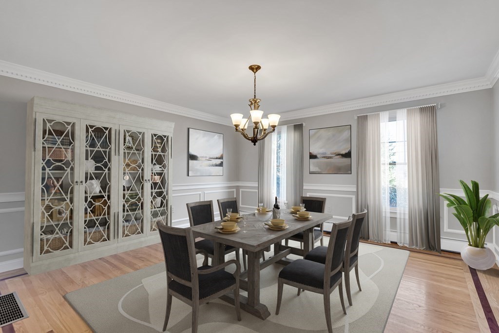 9 Chadbourne Road Lexington, MA 02421 - Photo 8 of 33 a view of a dining room with furniture and chandelier
