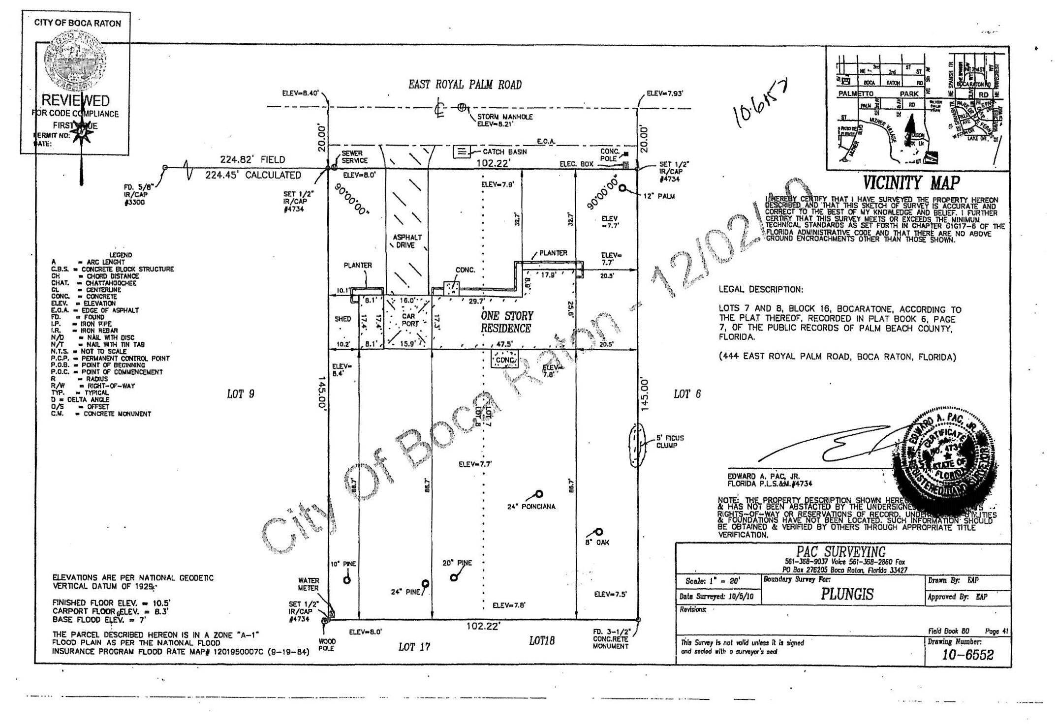 444 East Royal Palm Road Boca Raton, FL 33432 - Photo 8 of 11 Lot Survey .jpeg