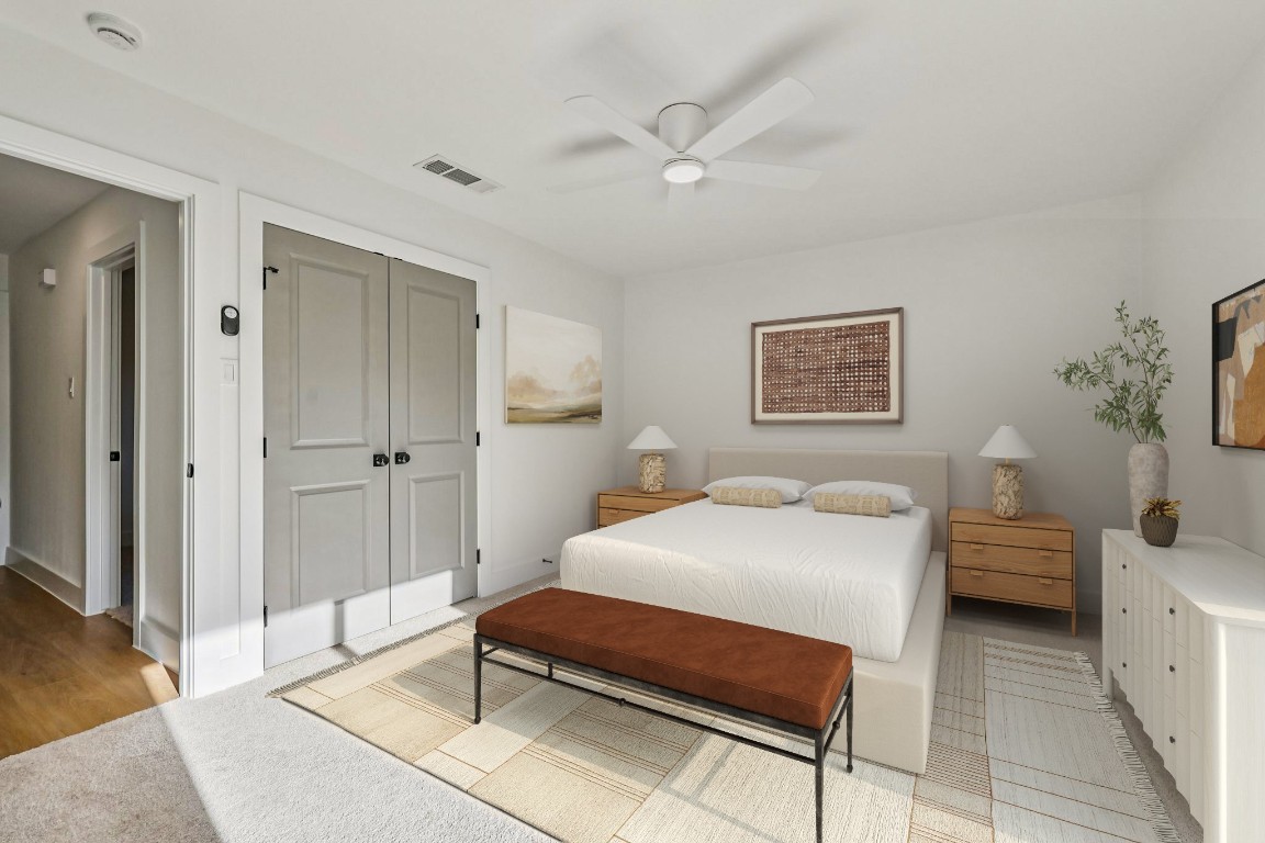 10424 Quail Ridge Drive Austin, TX 78758 - Photo 4 of 37 Bedroom with a closet and a ceiling fan