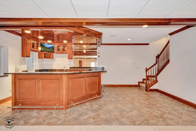 a view of a room with stairs