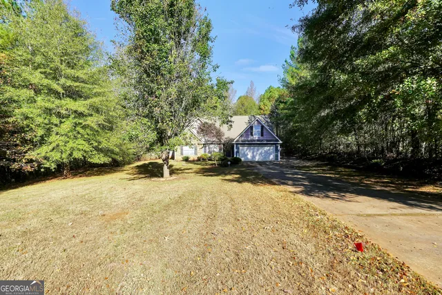 a view of backyard of house