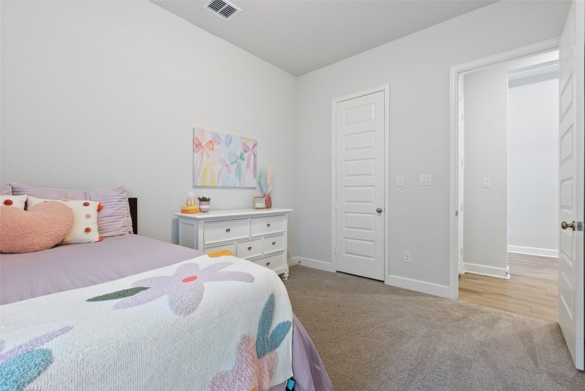 321 Allegheny Way Kyle, TX 78640 - Photo 29 of 40 Bedroom with light colored carpet and a closet