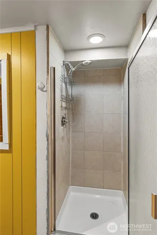 a patio with table and chairs