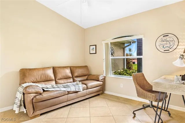 a living room with a couch and a table