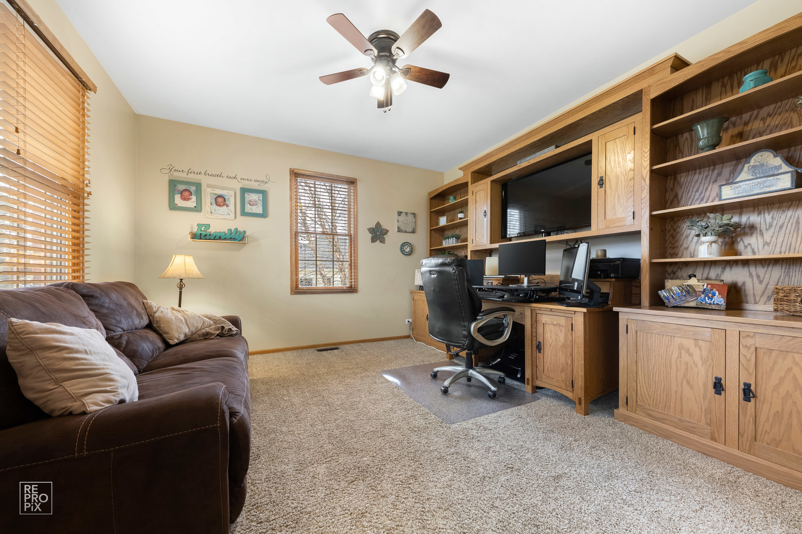 355 Meadow View Burlington, IL 60109 - Photo 9 of 37 a livingroom with workspace window and a couch