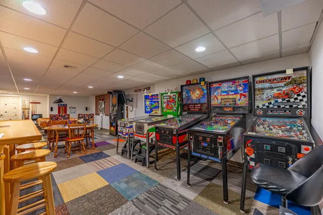 a view of a living room and dining room