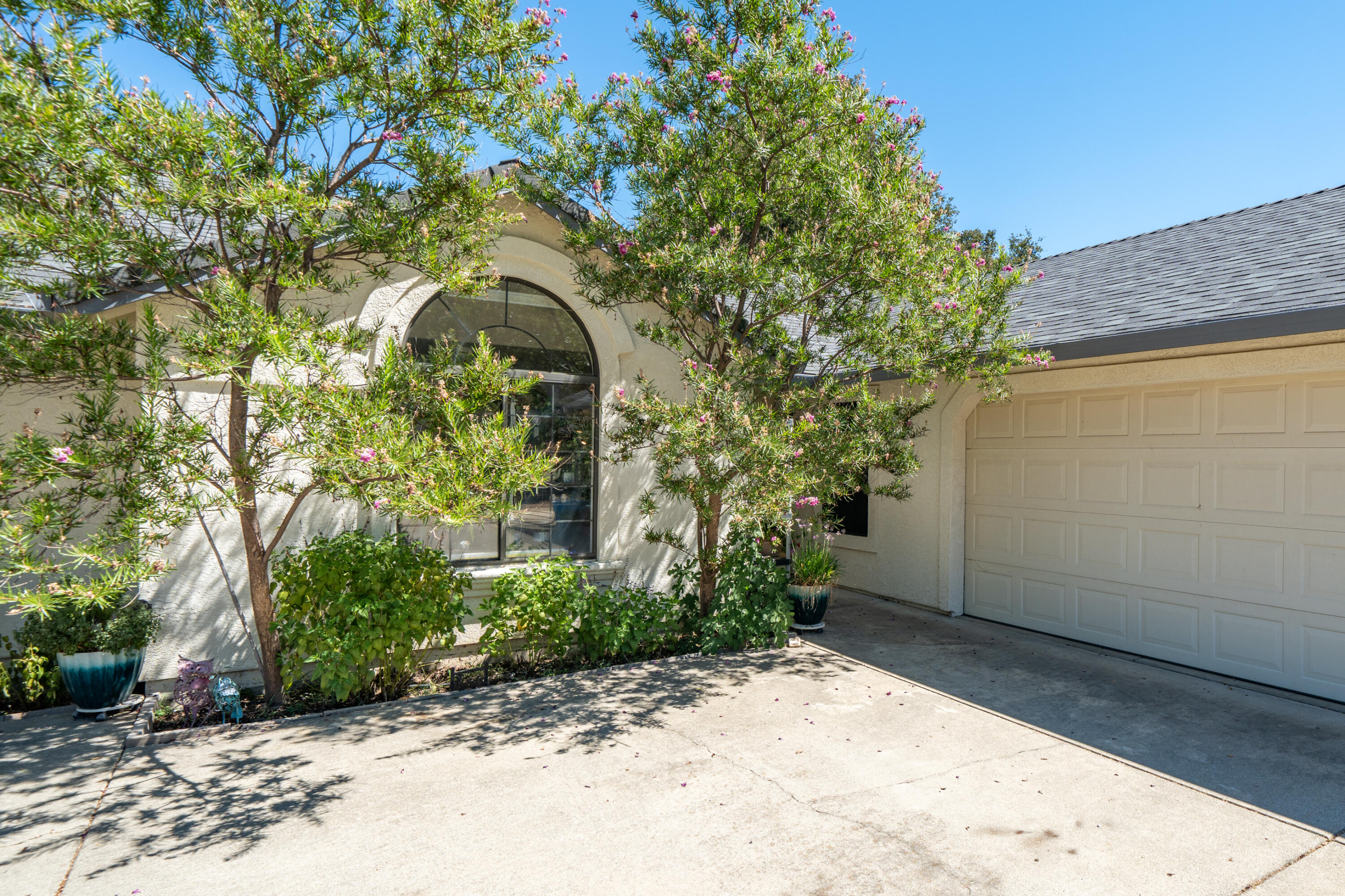 a backyard of a house with lots of green space