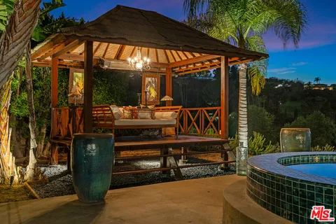 a view of outdoor space yard deck patio and outdoor kitchen