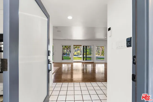 a bathroom with a large window