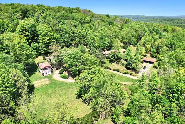 an aerial view of a house