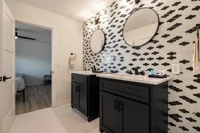 a kitchen with stainless steel appliances and wooden cabinets