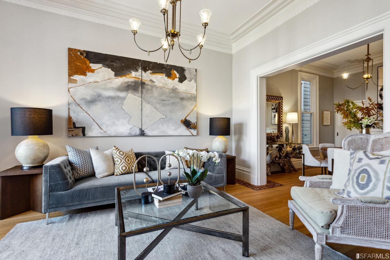 151 Broderick Street San Francisco, CA 94117 - Photo 6 of 39 a living room with furniture and wooden floor
