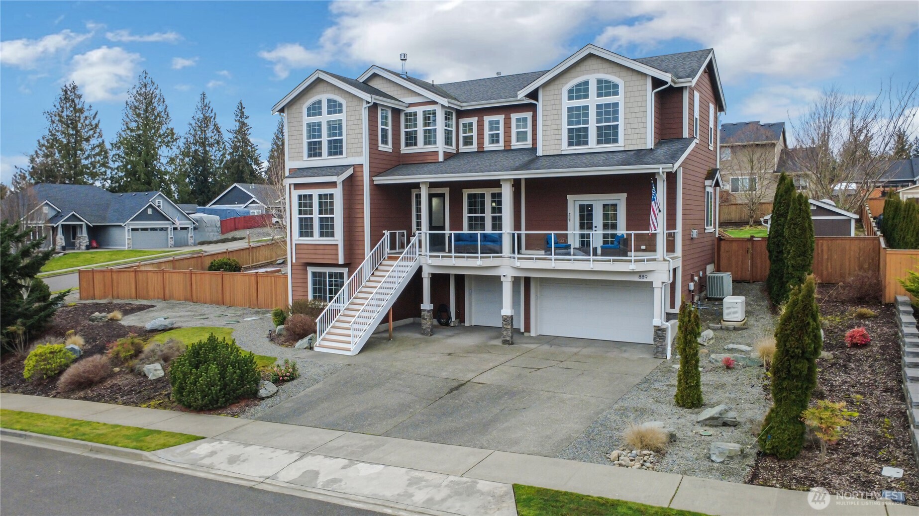 an aerial view of a house