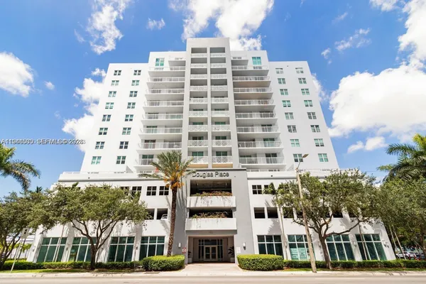 front view of a building with a street