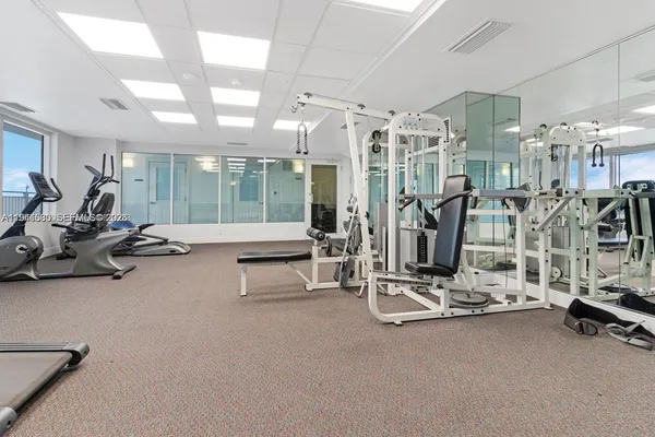 a view of a room with gym equipment