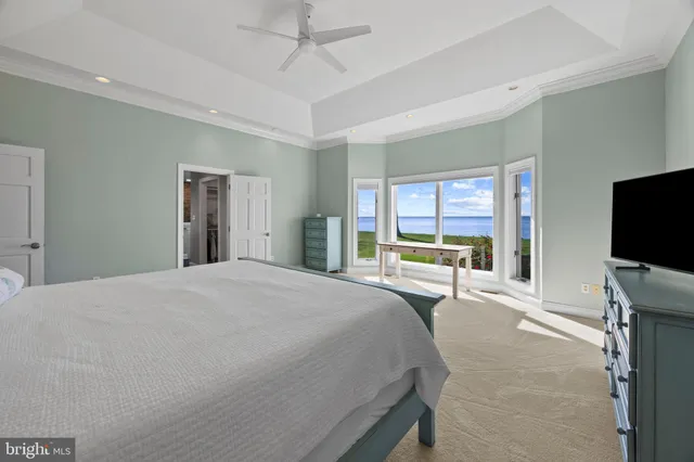 a view of a room with a large window