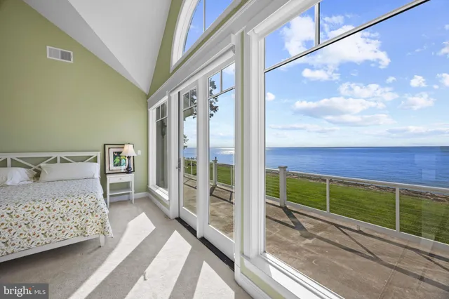 a view of a lake from a yard