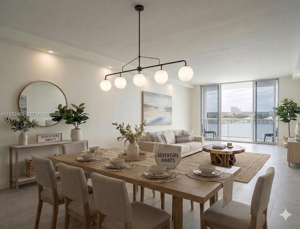 17050 North Bay Road, Unit 1102 Sunny Isles Beach, FL 33160 - Photo 4 of 10 a view of a dining room with furniture window and outside view