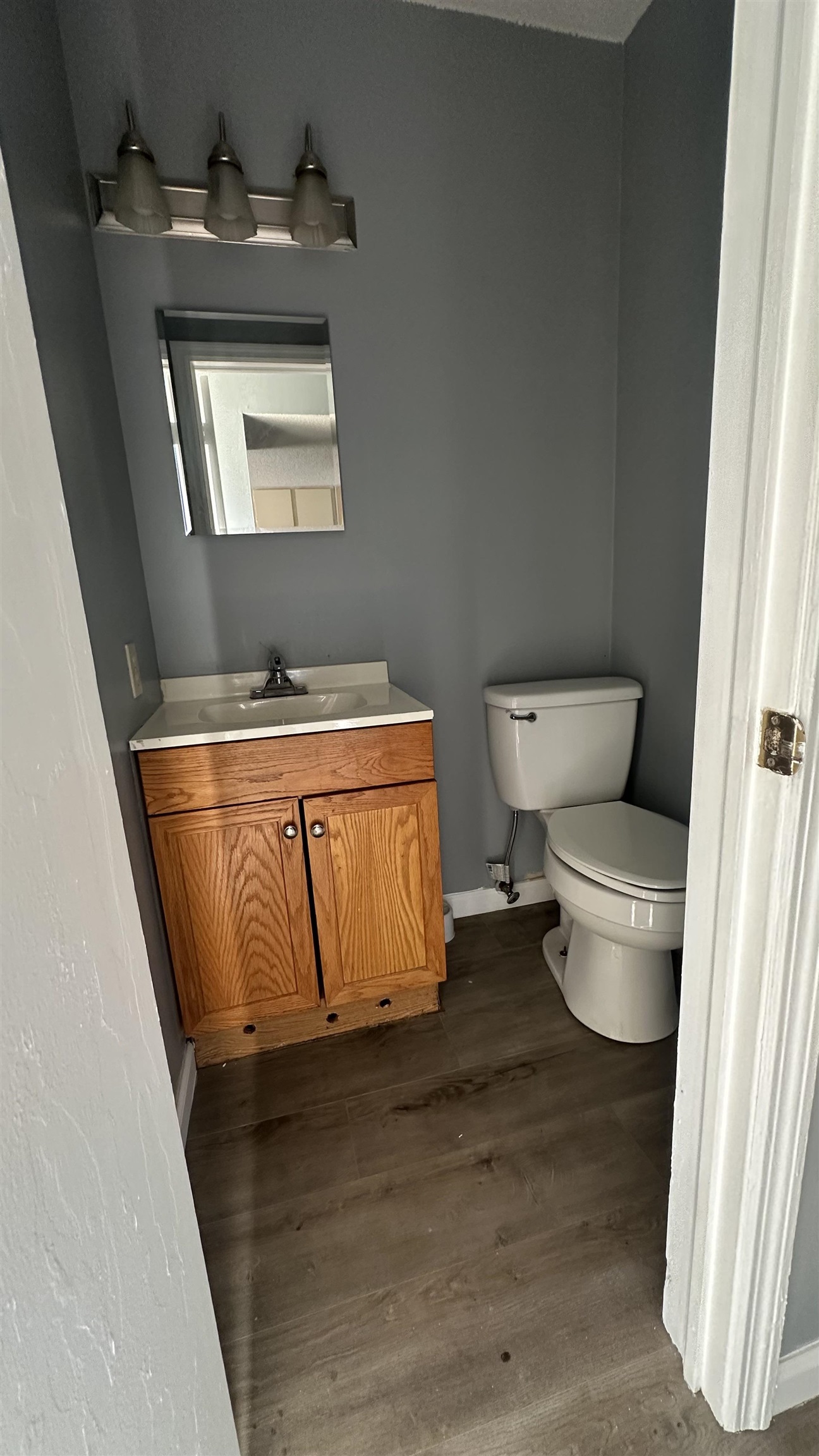 3811 South Mendenhall Road, Unit 3811 Memphis, TN 38115 - Photo 2 of 18 Half bath with baseboards, wood finished floors, toilet, and vanity